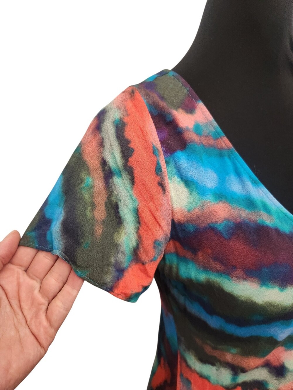 Soft Surroundings Maxi Zina Dress Small Colorful Tie Dye V Neck Short Sleeve - Picture 4 of 10